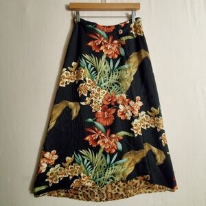 Tommy Bahama | 100% Silk Black Floral Print Wrap Skirt | Size 4